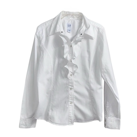 GAP (EUC) 100% Cotton Long Sleeve, Snap Button Up Top, Size Large - Picture 5 of 10